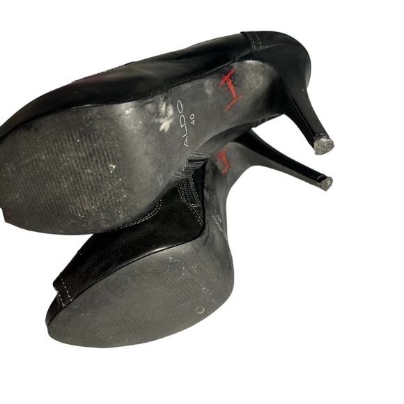 Aldo Western Peep Toe  Leather Suede Spiked Heel Booties Sz 40 - Picture 12 of 12